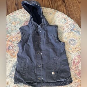 Carhartt Navy Hooded Vest Women’s Size M- 8/10!!